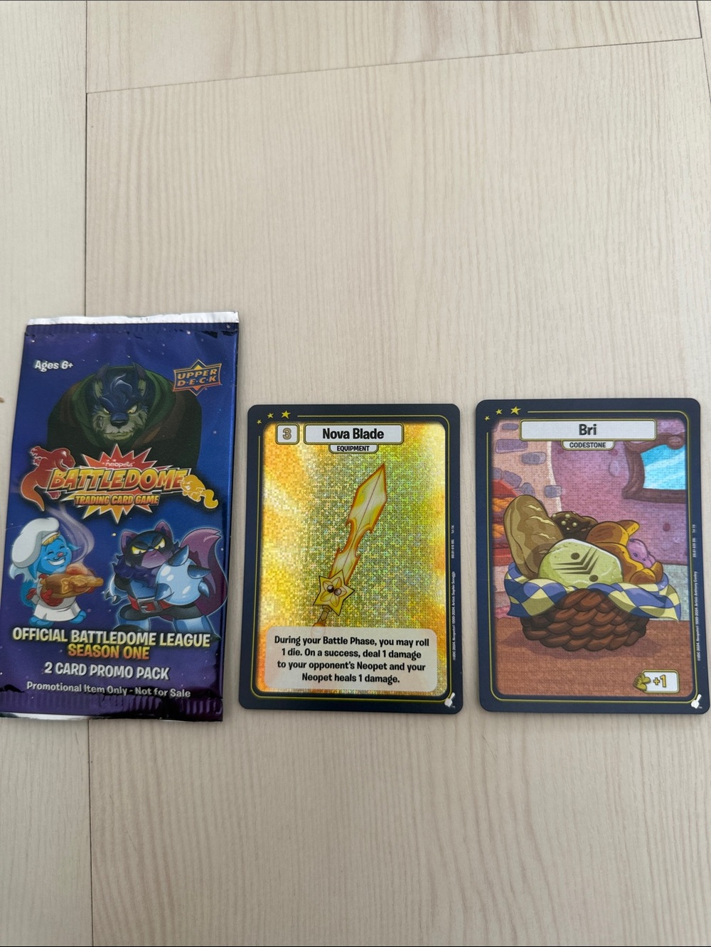 Neopets Battledome OBL Season 1 Promo Cards Nova Blade Bri + Pack